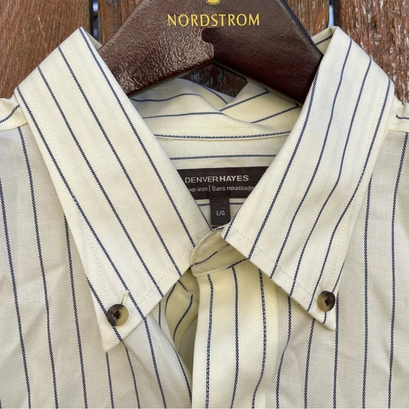 DENVER HAYES Never Iron Men’s Button Down Long Sleeve Shirt Large - Picture 8 of 13